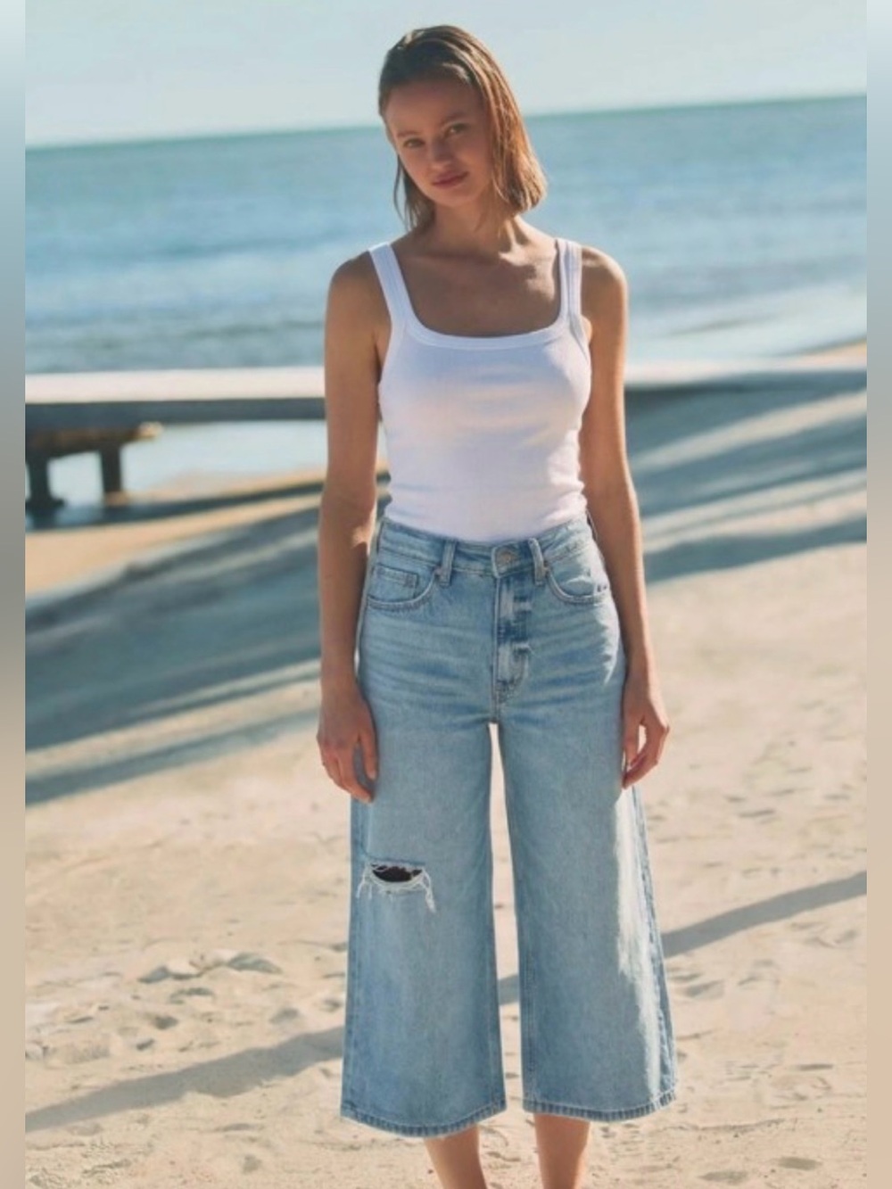 Artemis Design Co. Light Blue High-Waist Cropped Wide-Leg Jeans